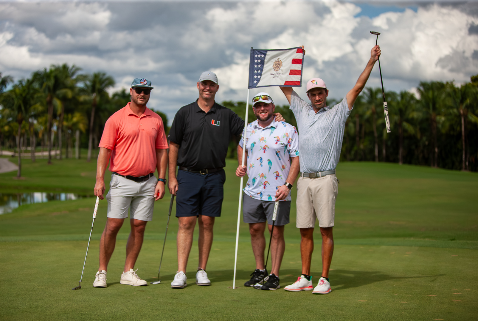 Foursome celebrating